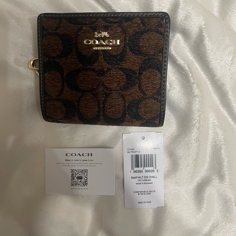 Coach Snap Wallet Brown Signature Chenille - Picture 3 of 10